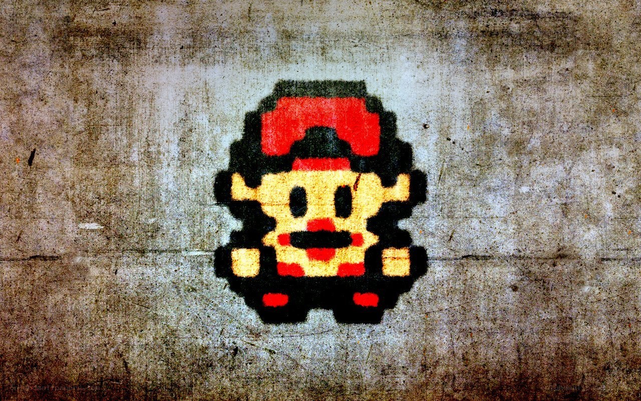 pixel art graffiti on concrete