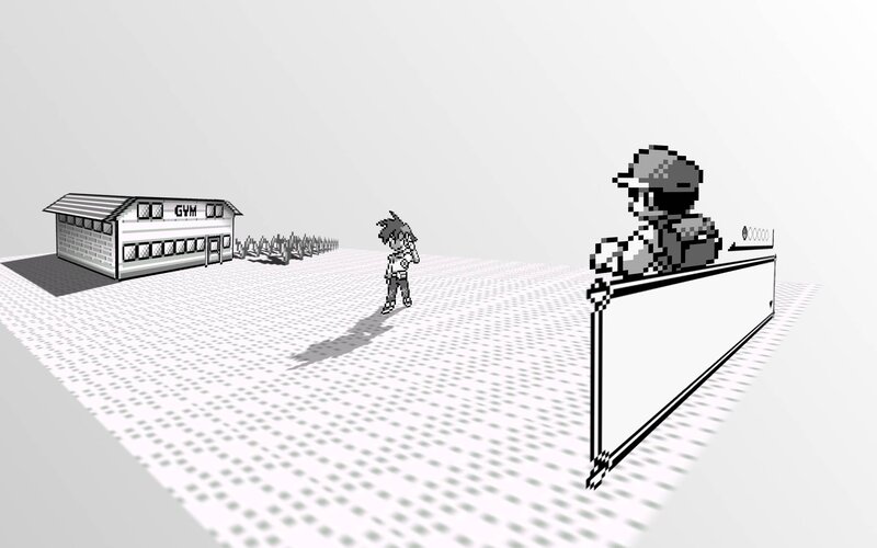 Pixel art gym scene