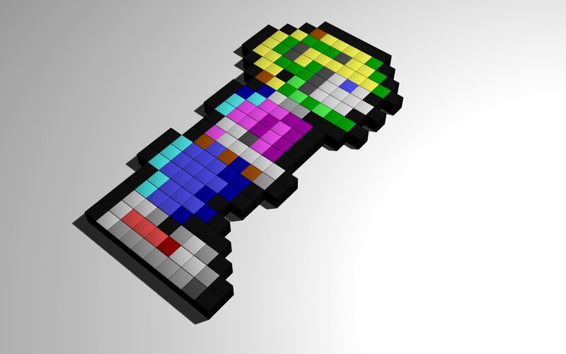 pixel art hand model