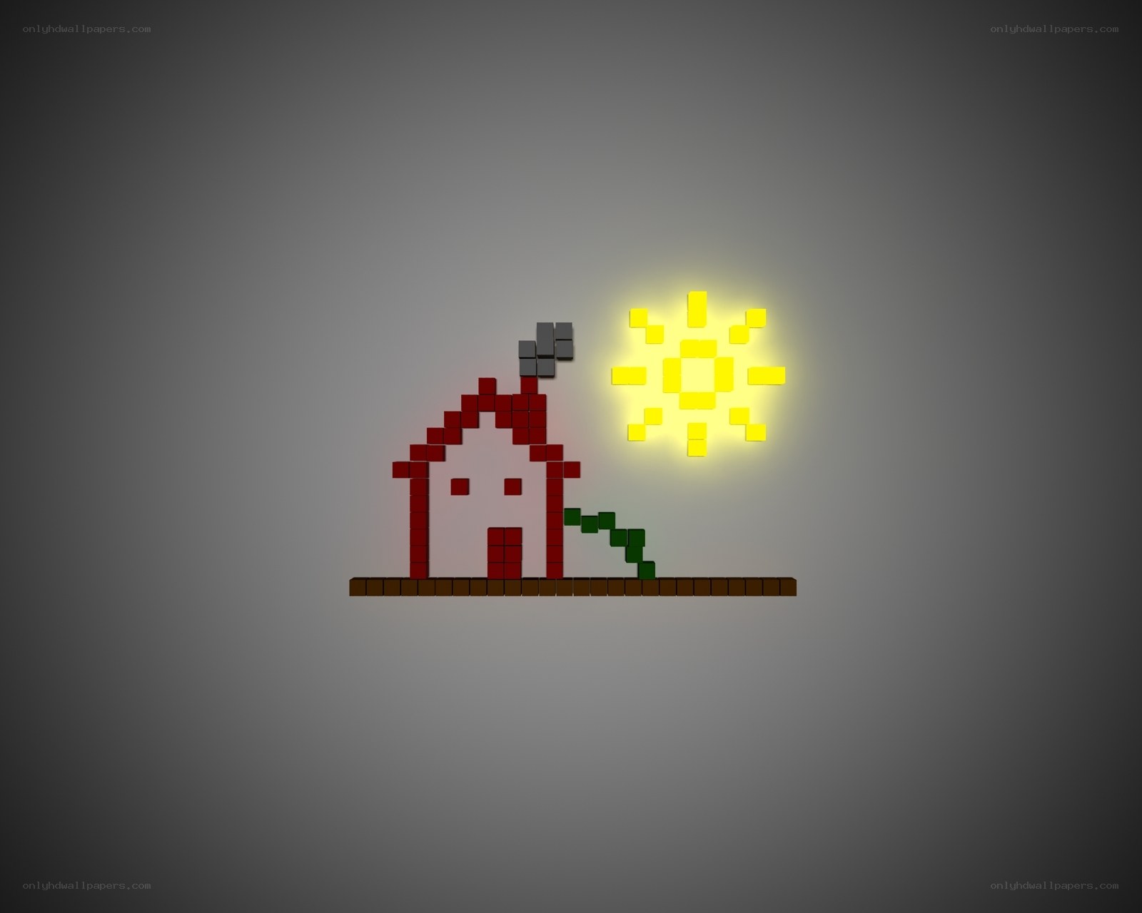 Pixel art house and sun