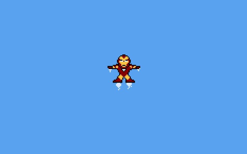 Pixel Art Iron Man — Blue
