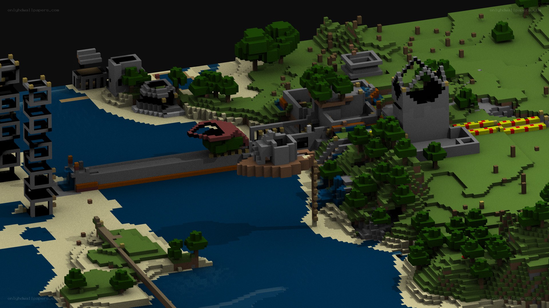 pixel art island landscape