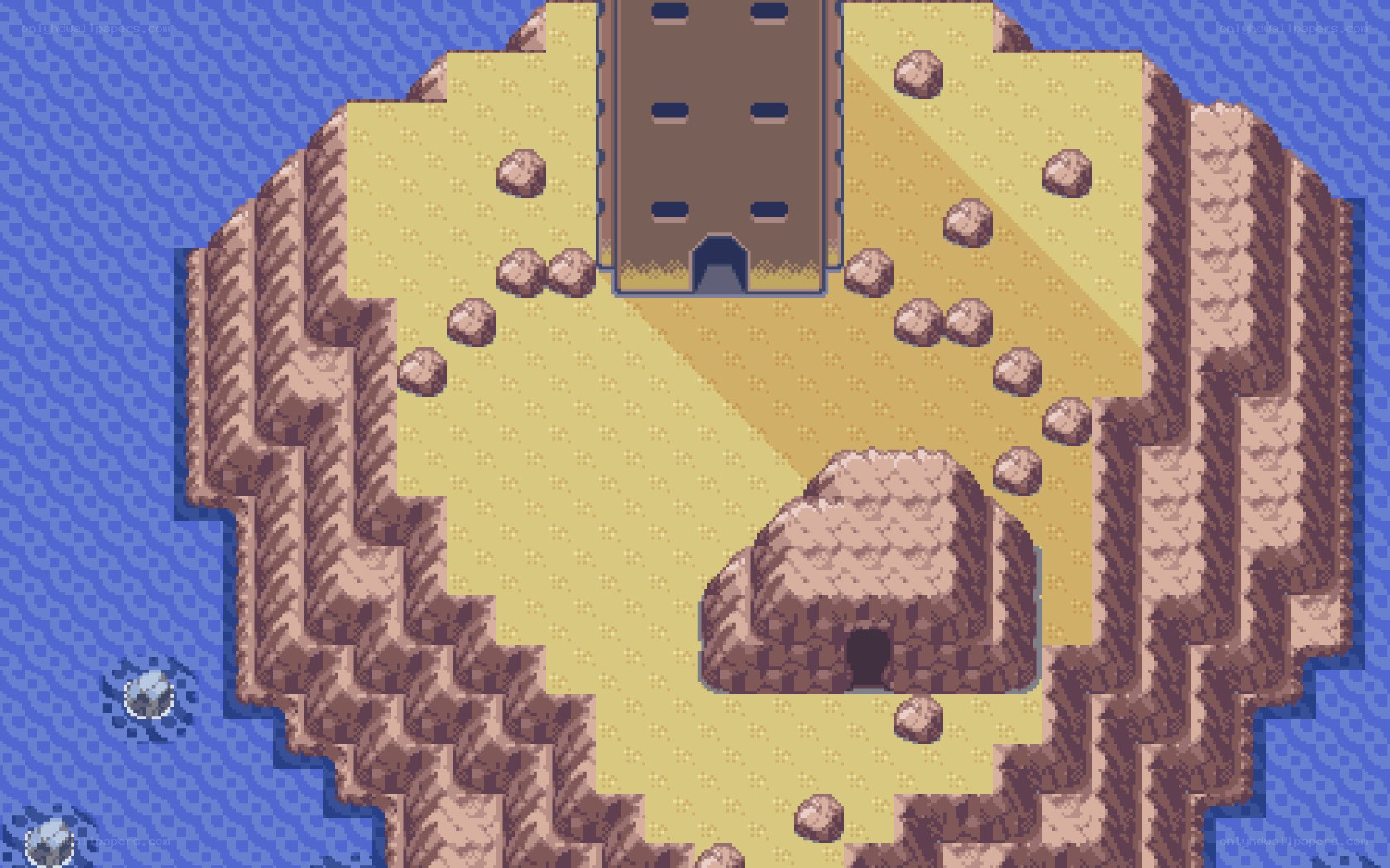 pixel art island scene