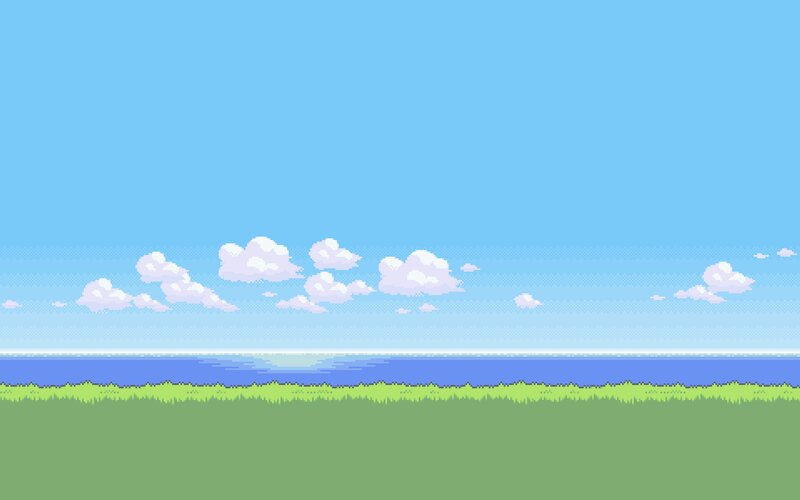 Pixel Art Landscape — Blue