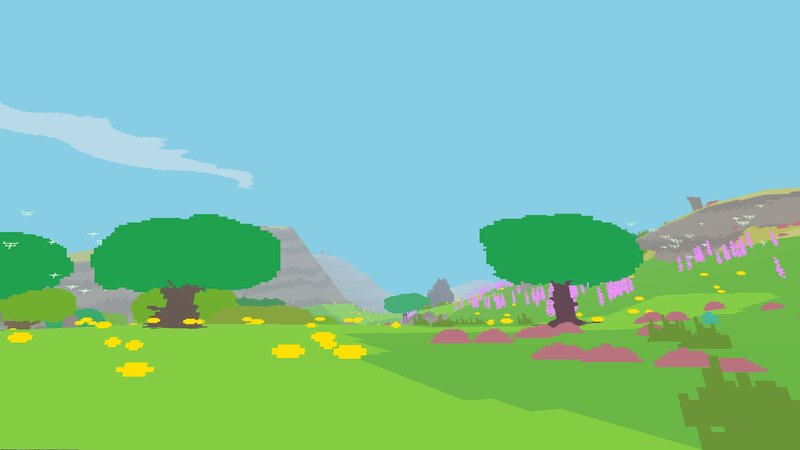 Pixel Art Landscape — Green, Serene, Afternoon, Pixel Art
