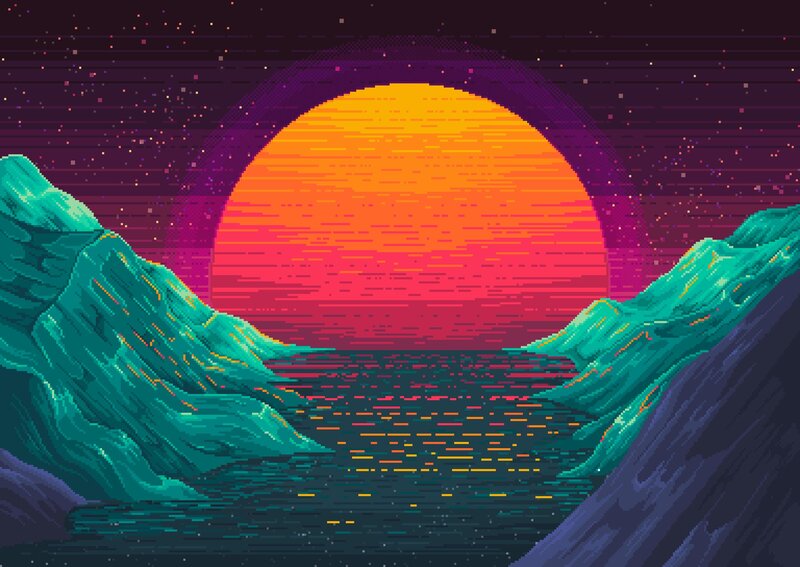 Pixel Art Landscape — Purple, Dramatic