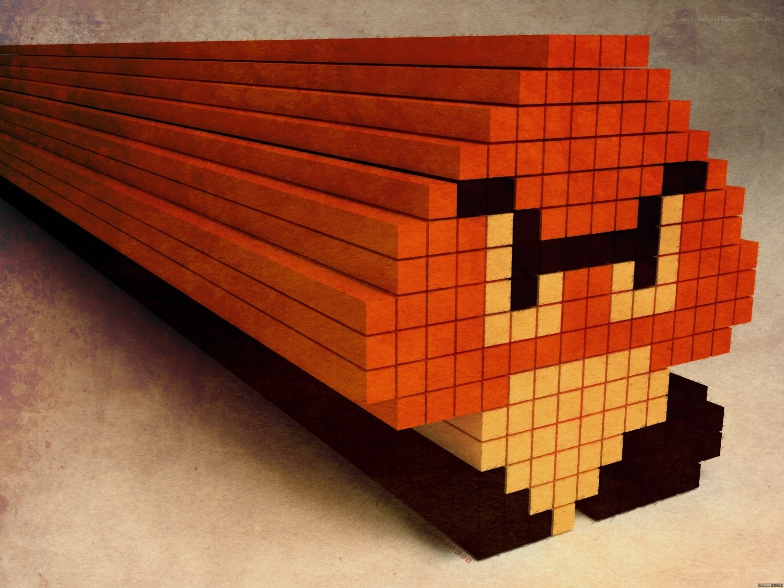 Pixel art log with face