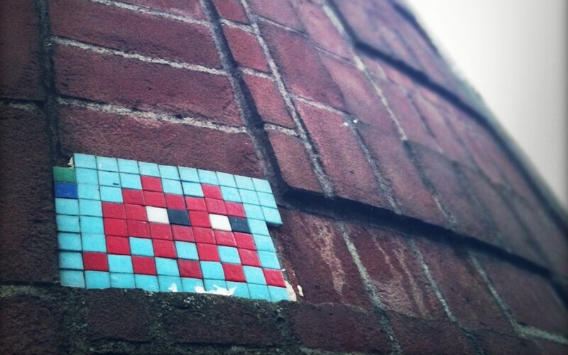 Pixel Art Mosaic on Brick