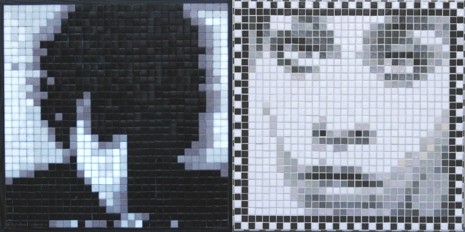 Pixel art mosaic portraits