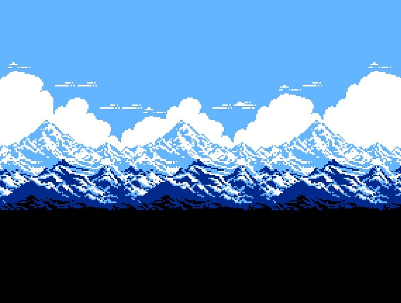 pixel art mountain landscape