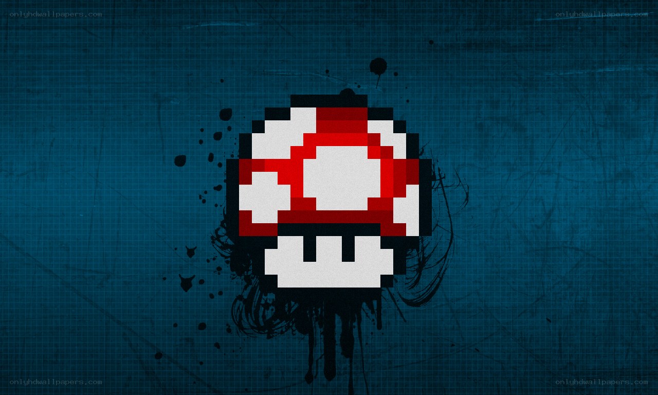 pixel art mushroom on blue