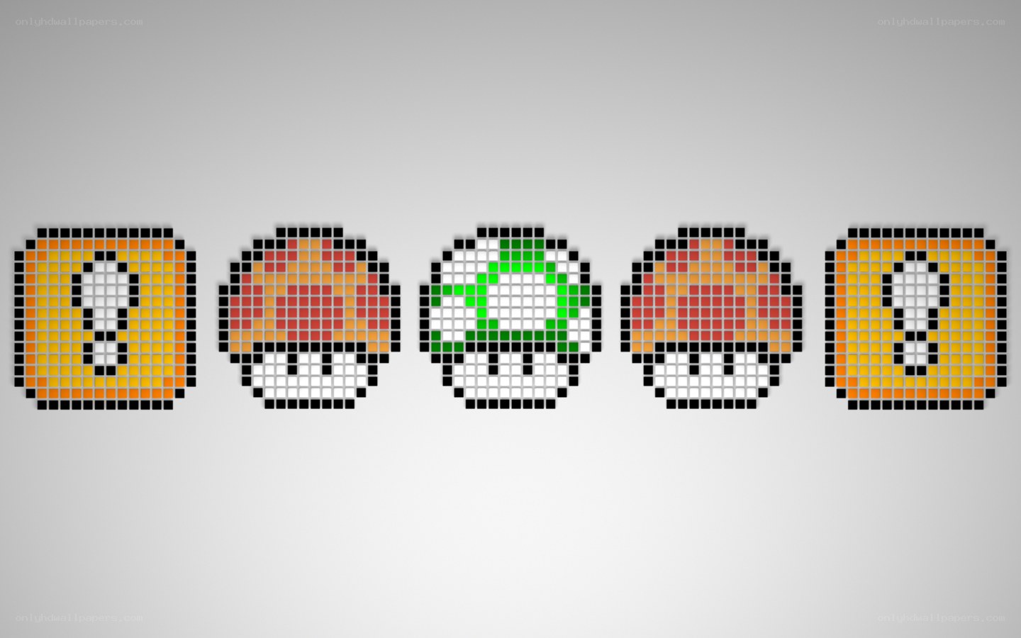 Pixel art mushrooms and numbers