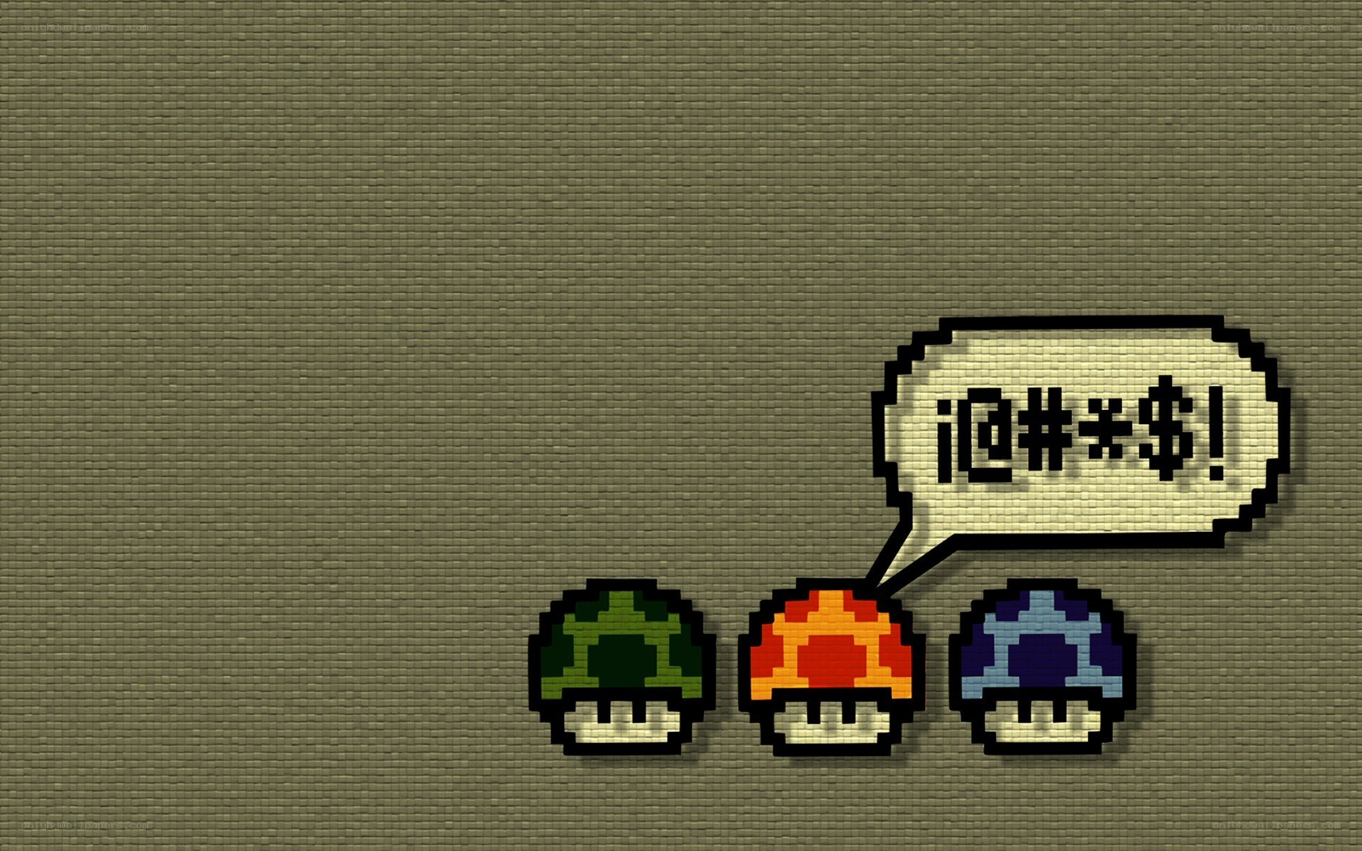 Pixel art mushrooms with speech bubble
