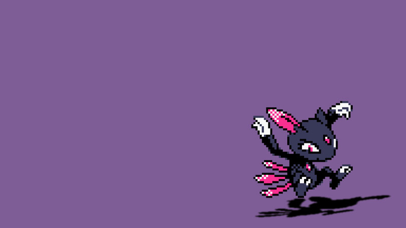 Pixel art of a black creature