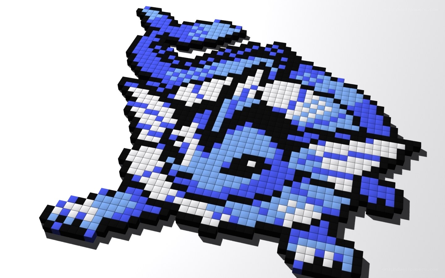Pixel art of a blue creature