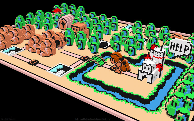 Pixel art of a game world