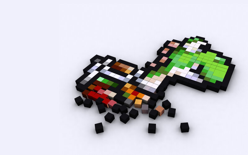 Pixel art of a green character
