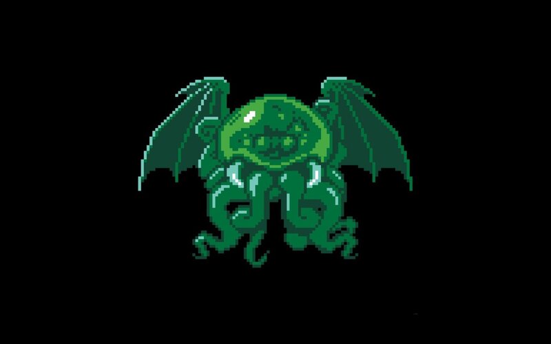 pixel art of a green creature