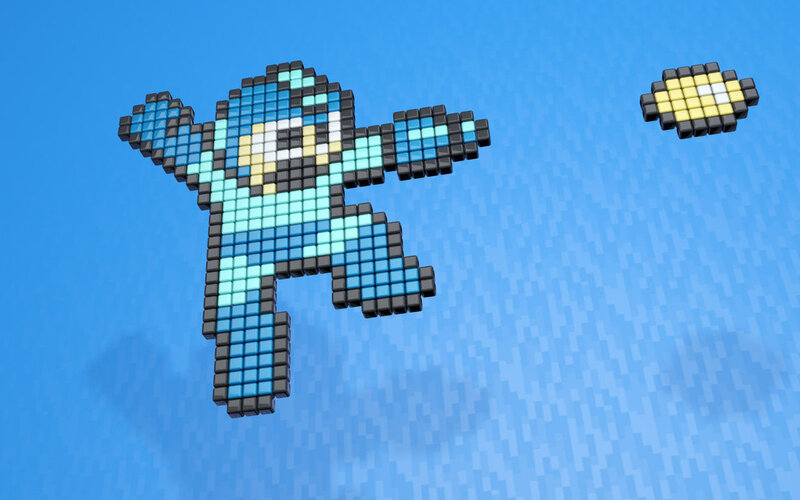 Pixel art of a robot character