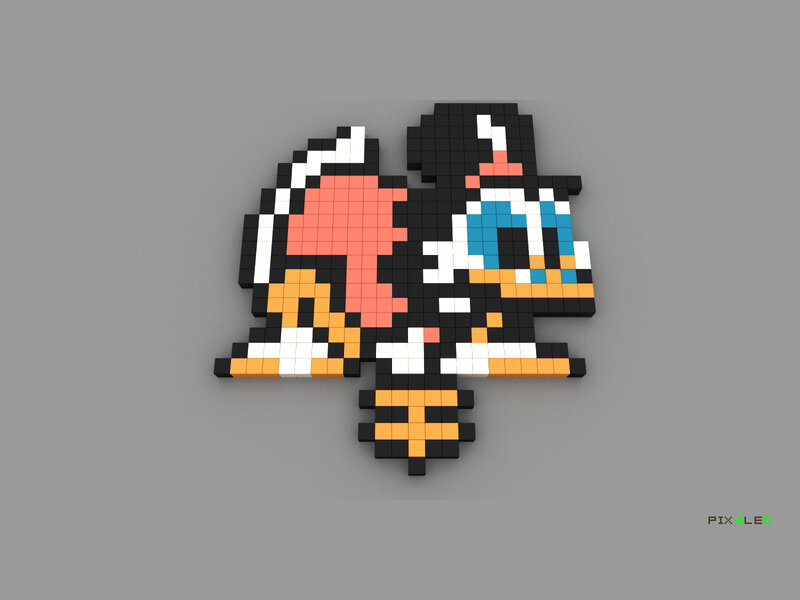 Pixel art of Donald Duck