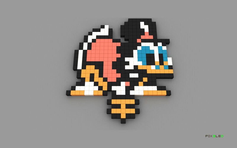 Pixel art of Donald Duck