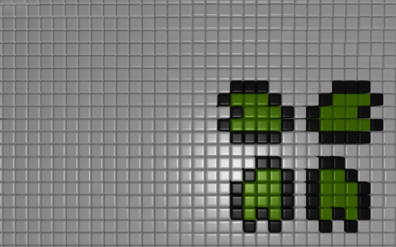 pixel art of green creatures