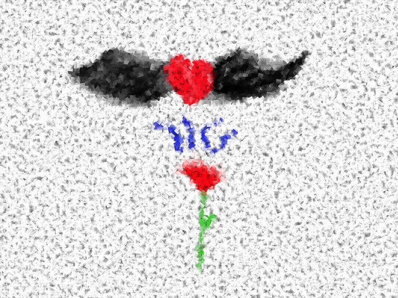 pixel art of heart and flower