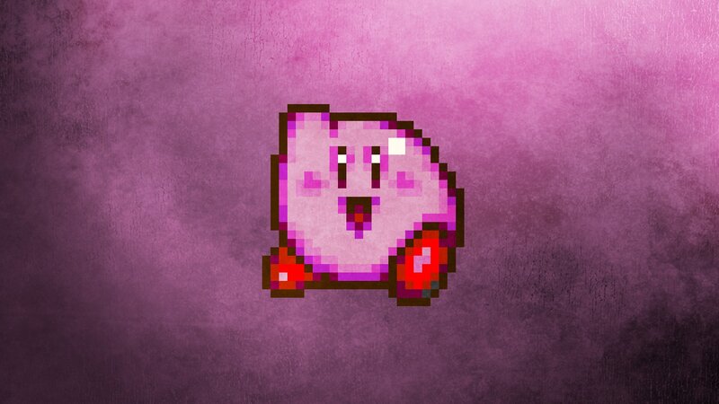 Pixel art of Kirby character
