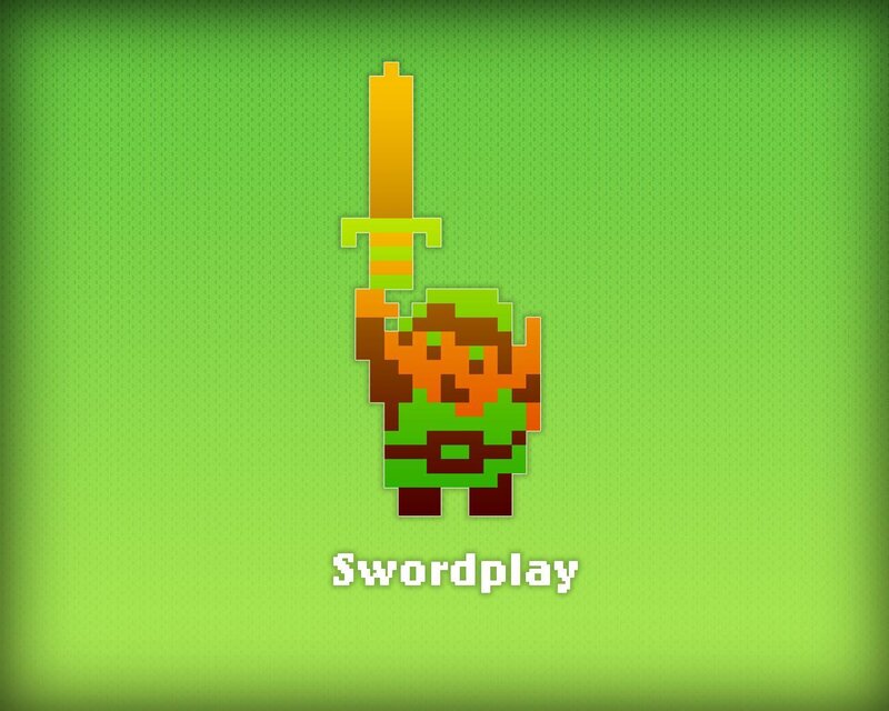 Pixel art of Link with sword