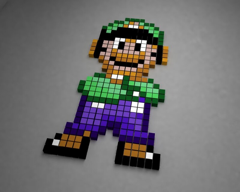 Pixel art of Luigi