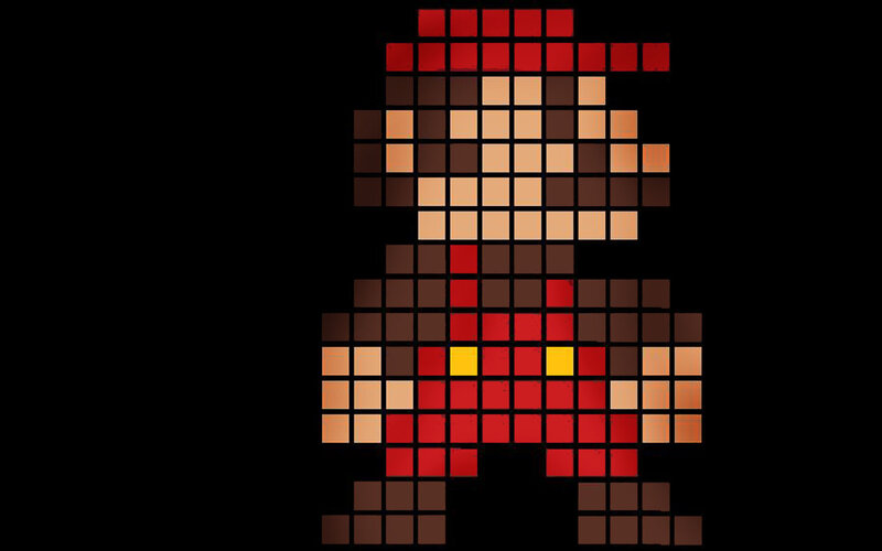 Pixel art of Mario character