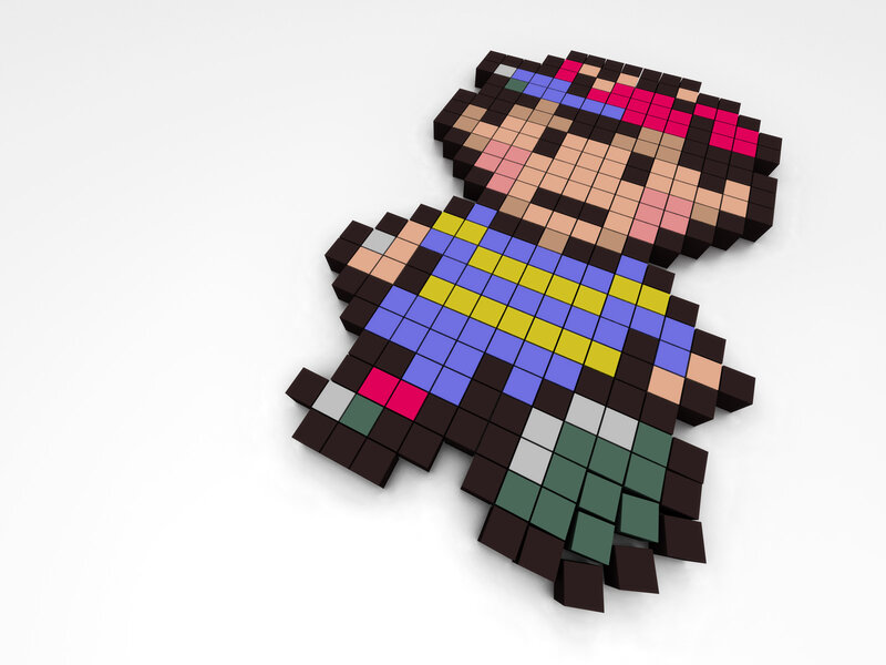 Pixel art of Mario character
