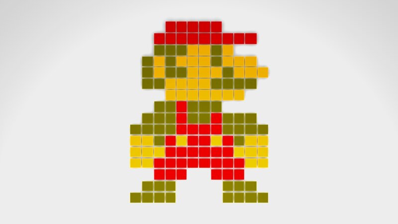 Pixel art of Mario character