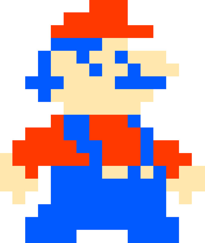 Pixel art of Mario character