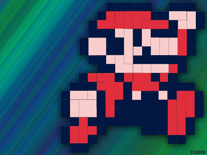 Pixel art of Mario character