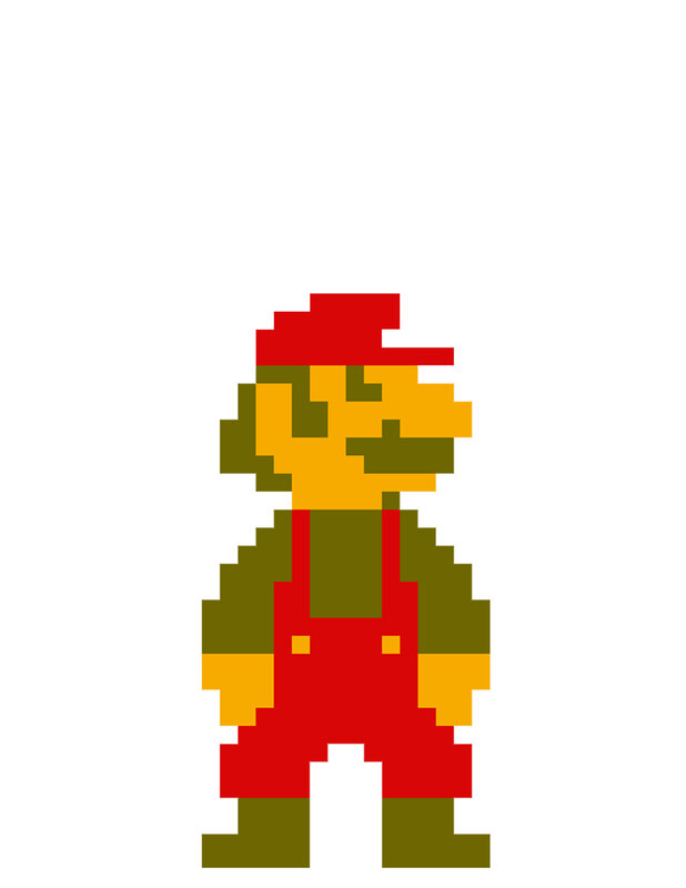 Pixel art of Mario character
