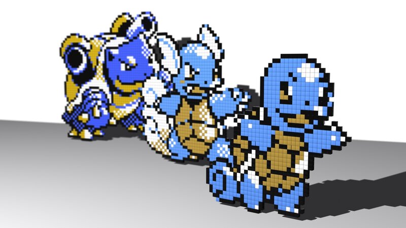Pixel art of Pokémon evolution