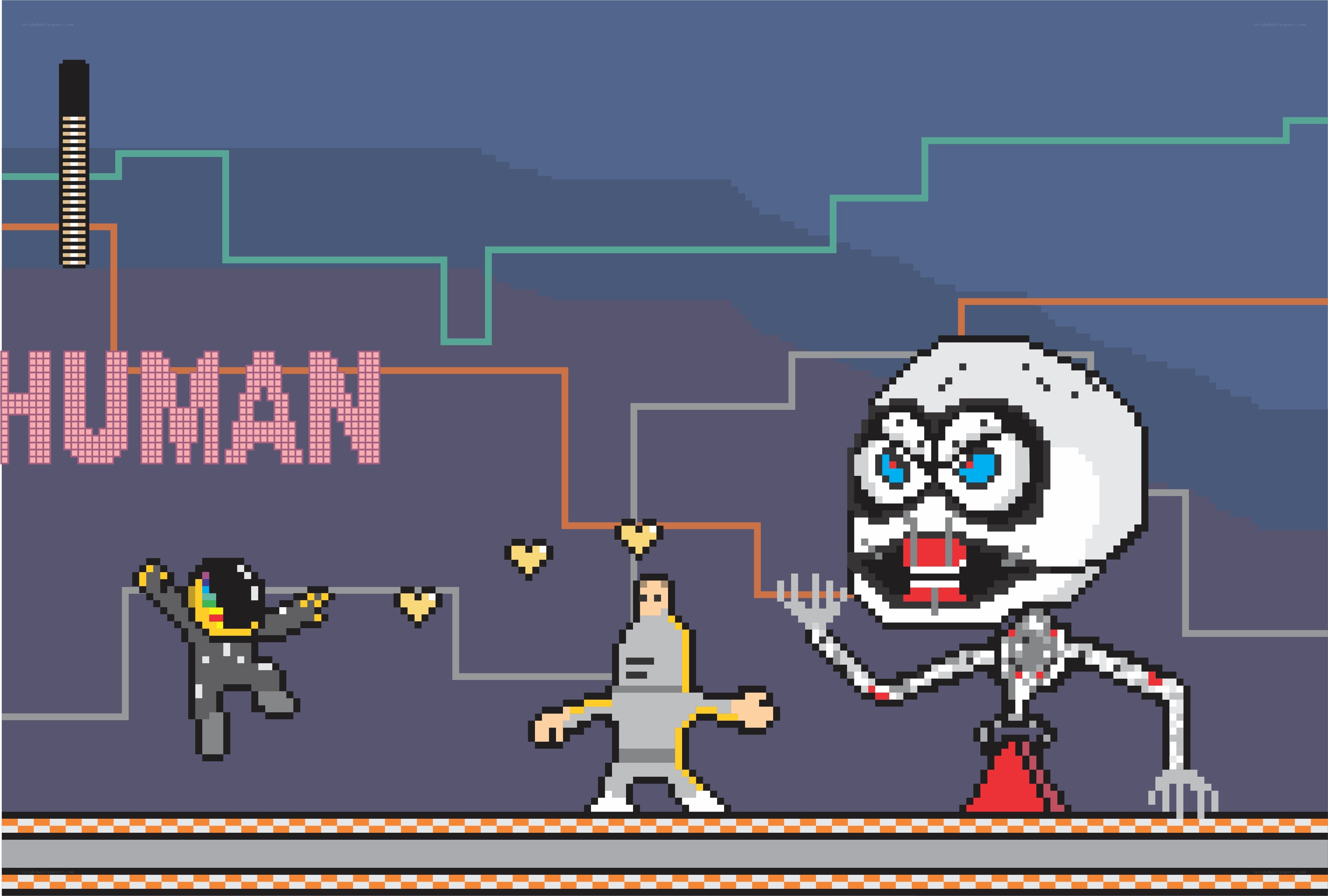 Pixel art of robot characters