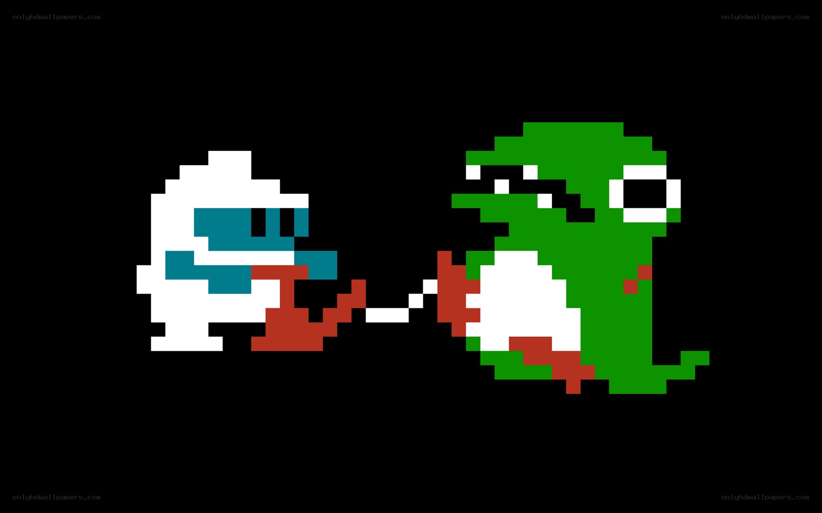 Pixel art of two characters fighting