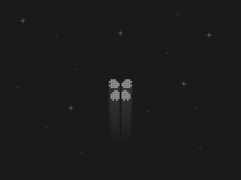 Pixel art of two figures in space