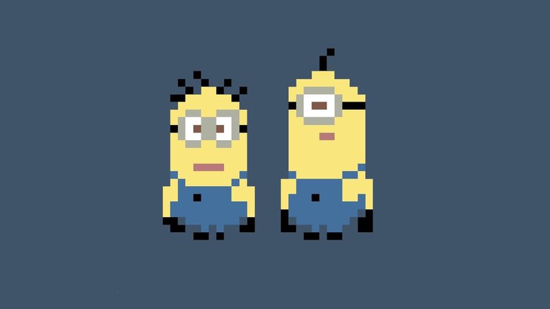 Pixel art of two Minions