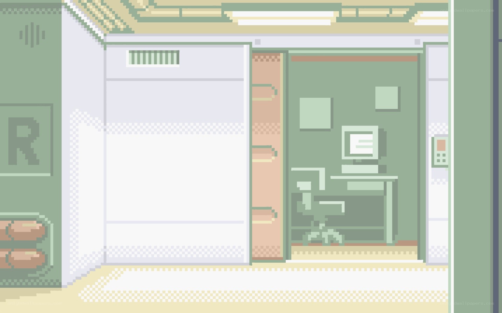 pixel art office interior