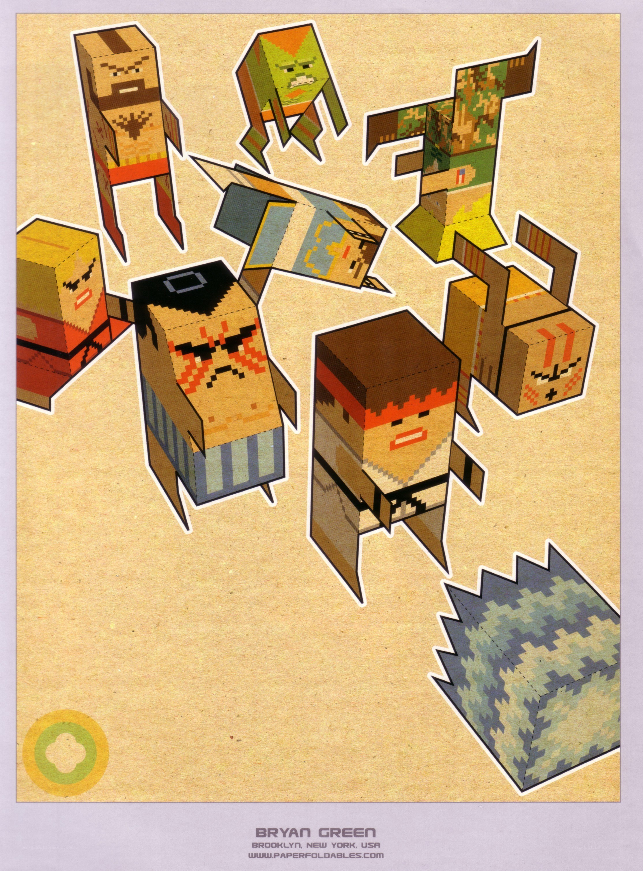 Pixel art paper figures
