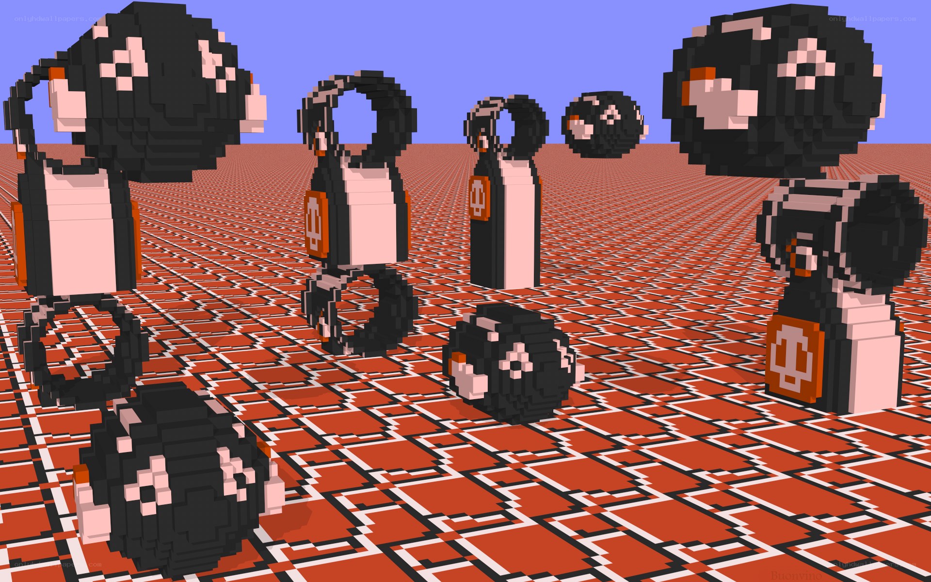 pixel art penguin figures