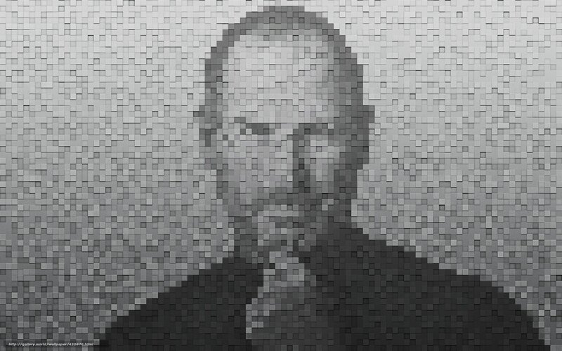 Pixel art portrait of Steve Jobs