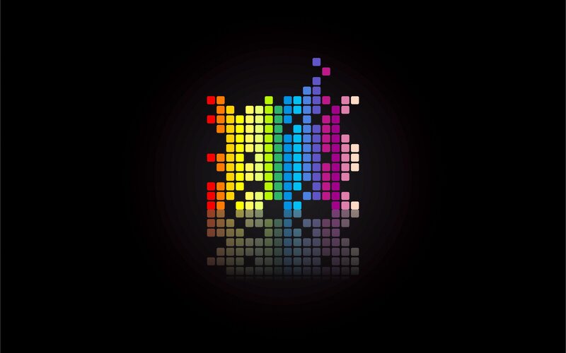 pixel art rainbow logo