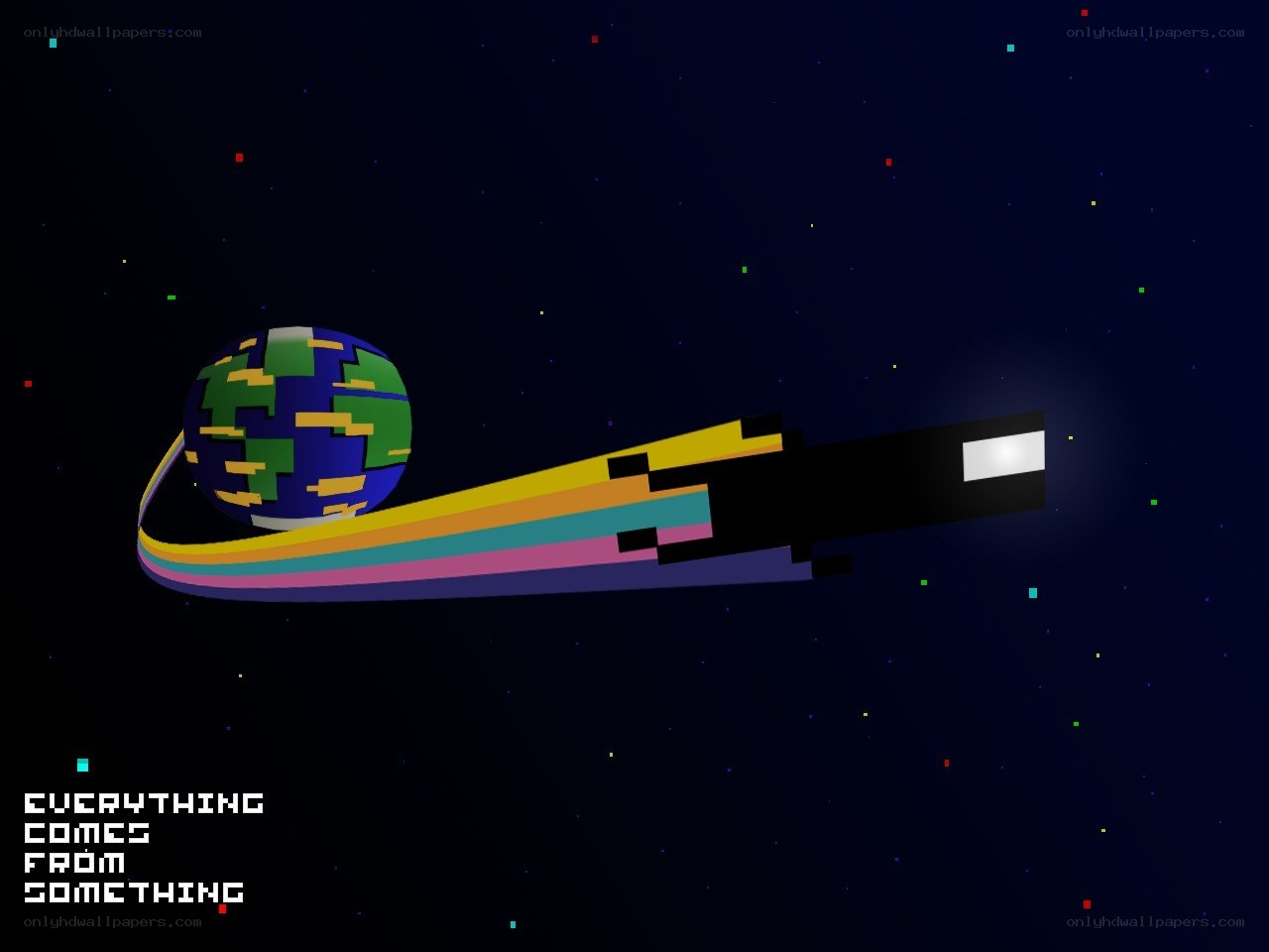 pixel art rocket and planet