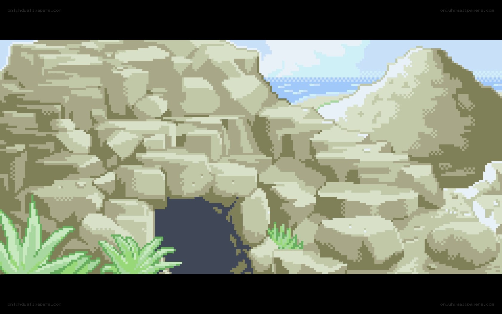 pixel art rocky landscape