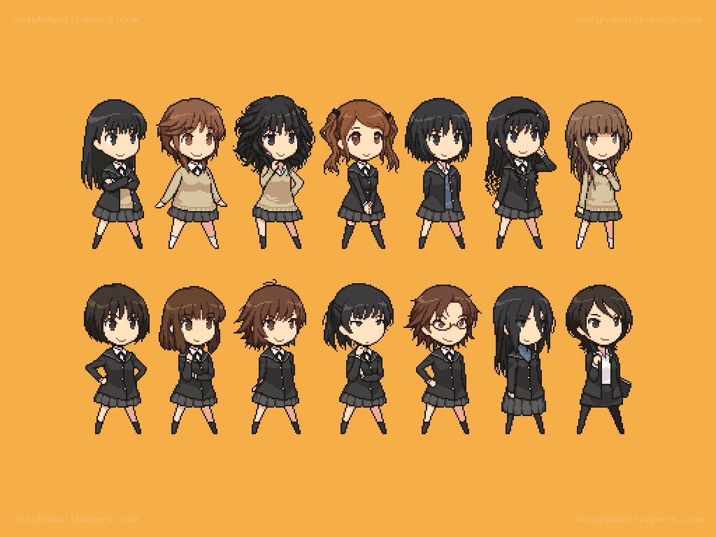 Pixel art school girls
