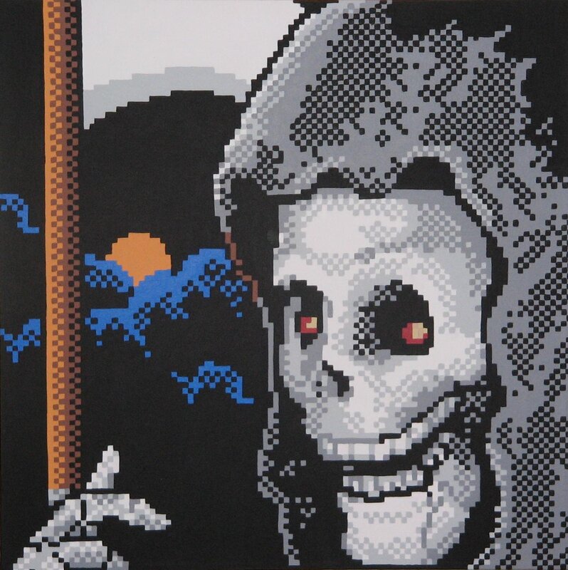 Pixel art skeleton portrait